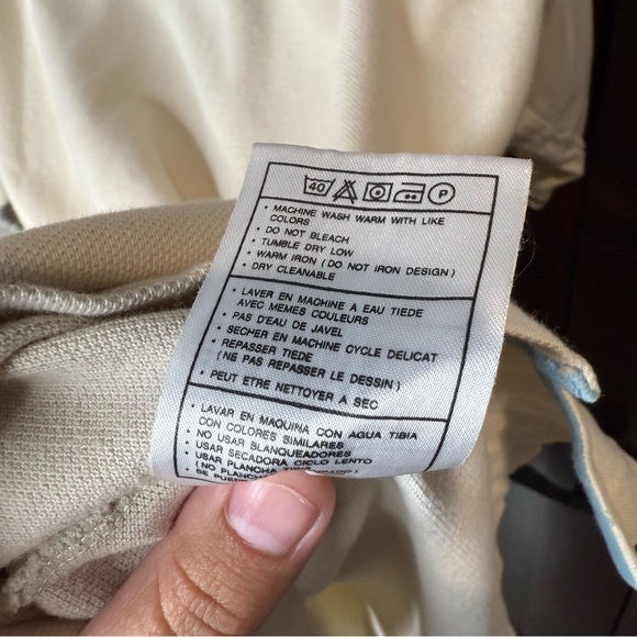 Vintage Nike Mens Polo Shirt in Light Beige and blue Size Large 1/4 zip collared - Picture 8 of 11